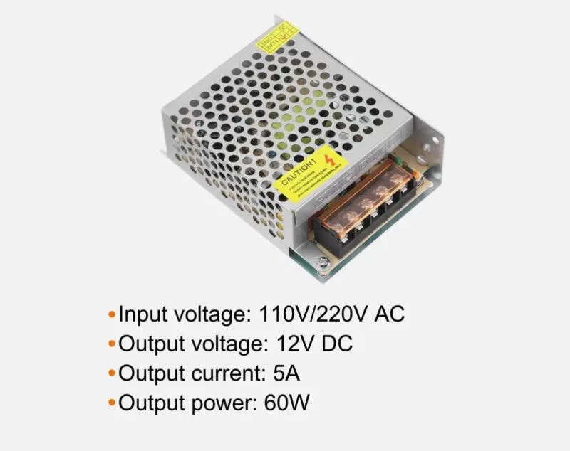 REGULATED SWITCHING DC LED POWER SUPPLY 12V DC 60W 110/220V AC image 2