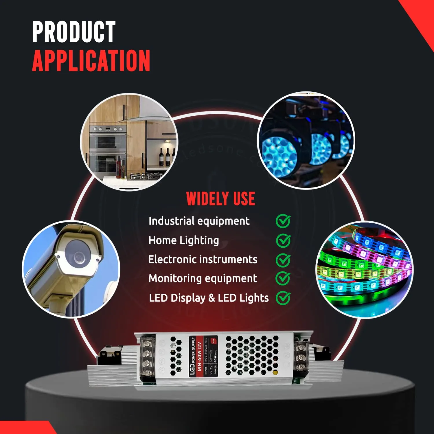 REGULATED SWITCHING DC LED POWER SUPPLY 12V DC 60W 110/220V AC image 3