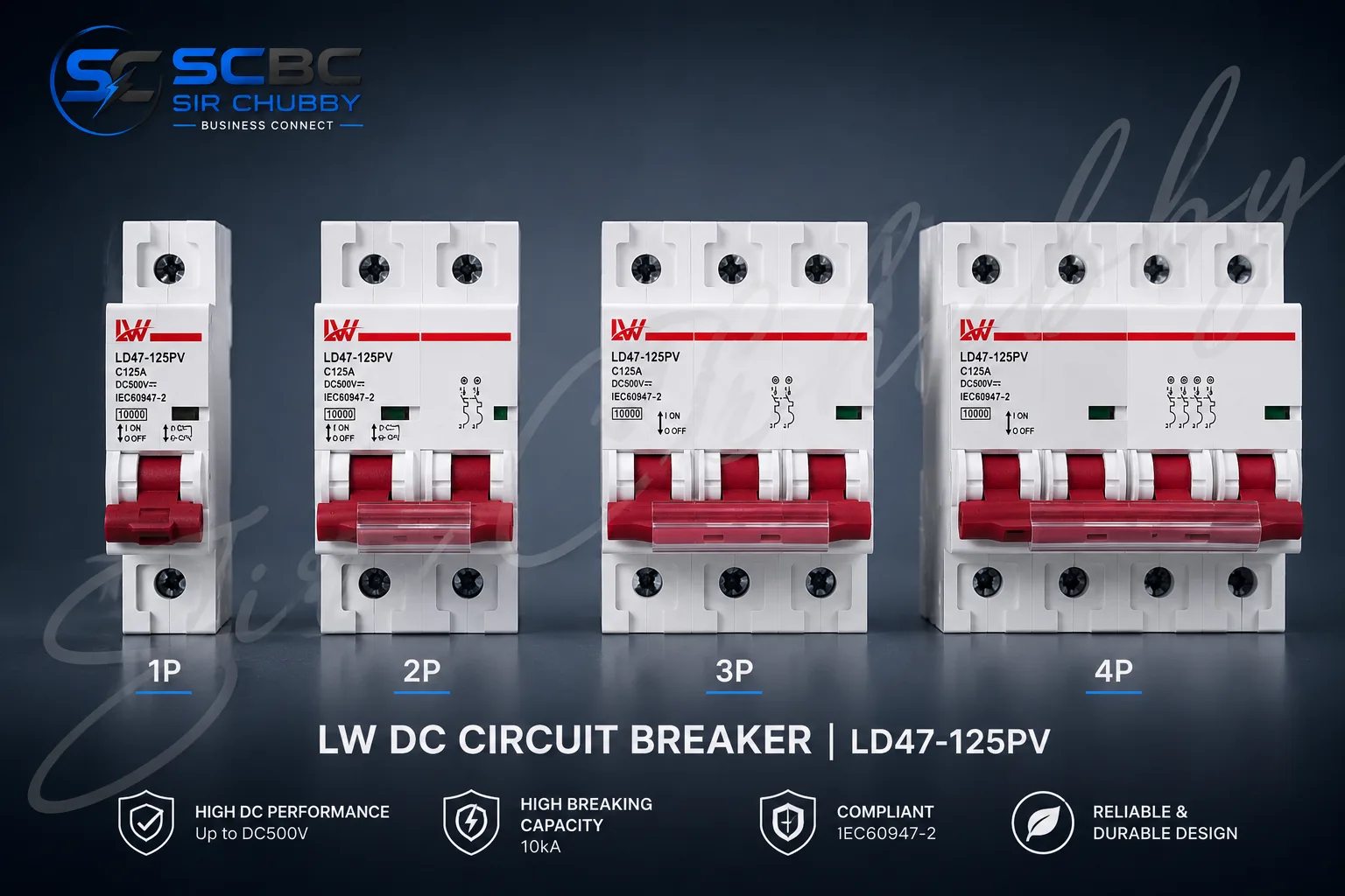 LW 1P 2P 3P 4P MINIATURE CIRCUIT BREAKER DC MCB 80A~125A DC500V