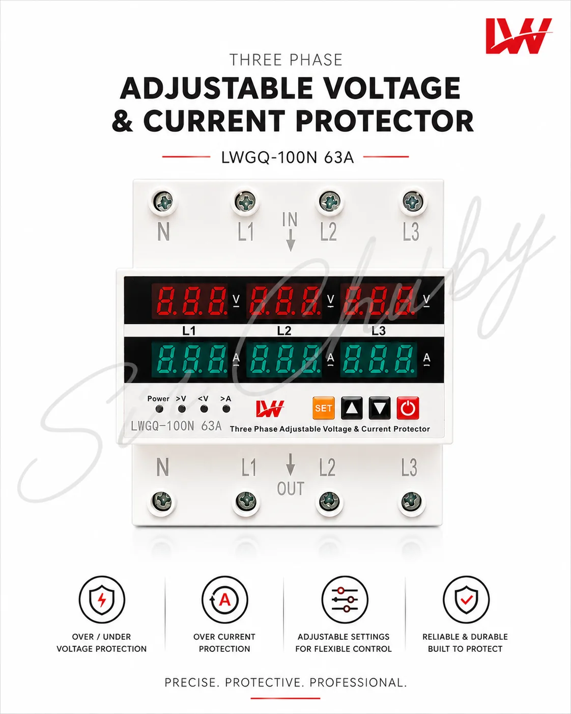 DIN RAIL ADJUSTABLE VOLTAGE PROTECTOR Over Under Voltage Protector with Dual Display image 3