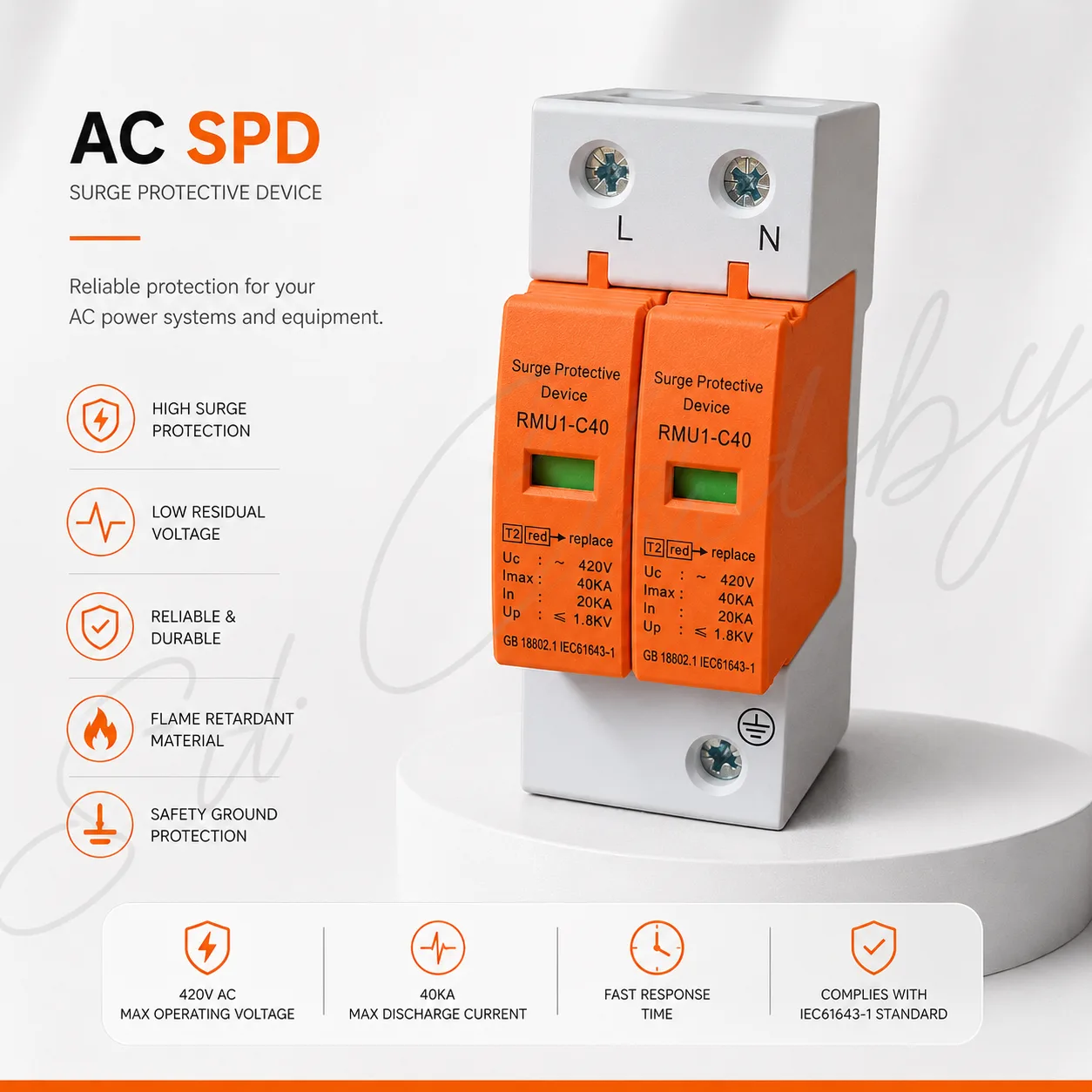 2 POLE AC SURGE PROTECTOR