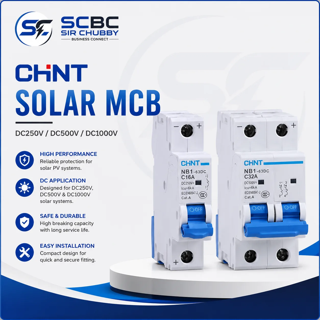 CHINT NB1-63 DC SOLAR MCB BREAKER