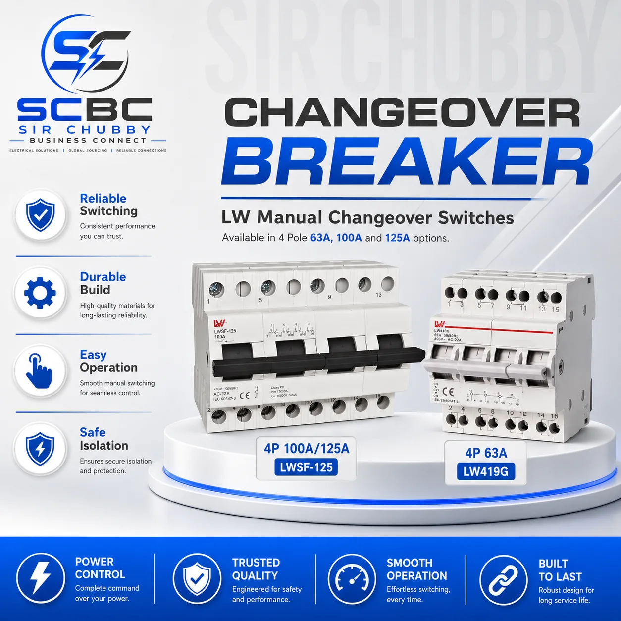 4 POLE BREAKER / CHANGEOVER SWITCH DUAL POWER AUTOMATIC TRANSFER CHANGE OVER SWITCH
