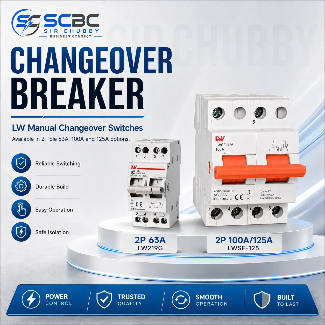 LW 2 POLE MCB CHANGEOVER SWITCH / CHANGE OVER BREAKER