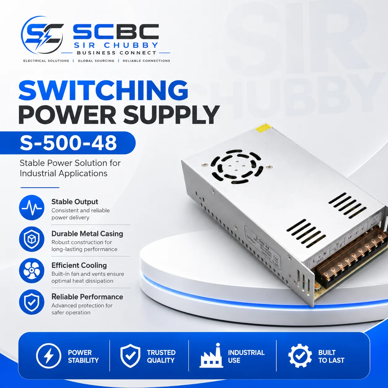 S-500-48 48V 10A PANEL MOUNTED SWITCHING POWER SUPPLY ADAPTER AC/DC POWER CONVERTER