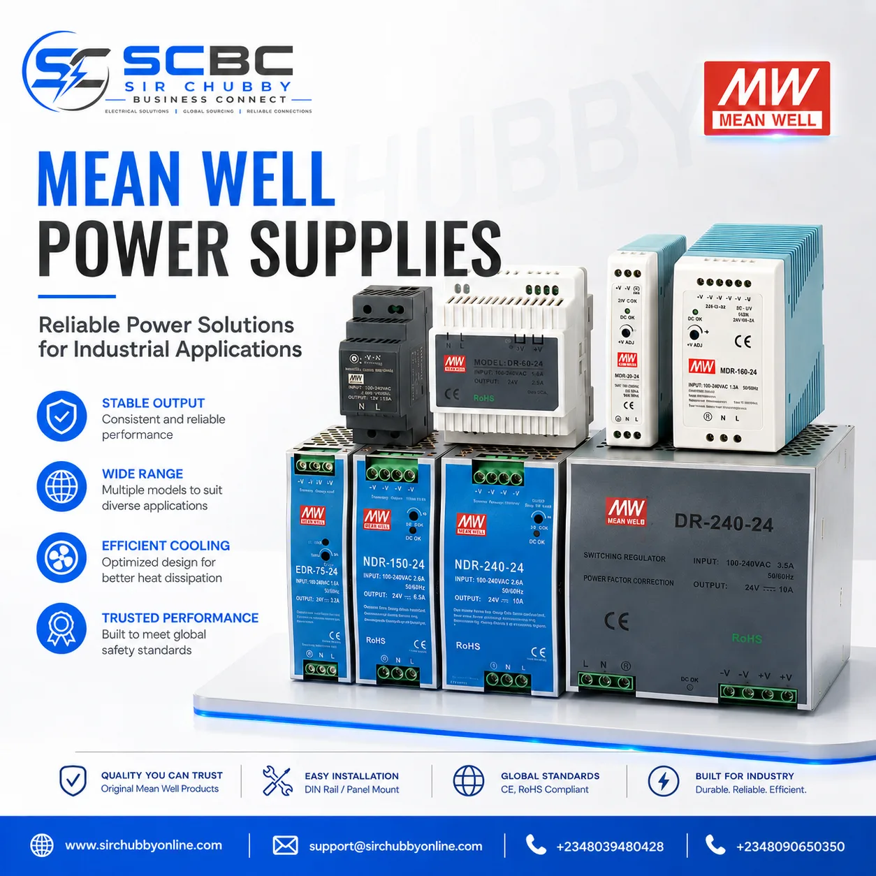 MEANWELL 24V DIN RAIL DC POWER SUPPLY INDUSTRIAL CONTROL SYSTEM SWITCHING POWER SUPPLY