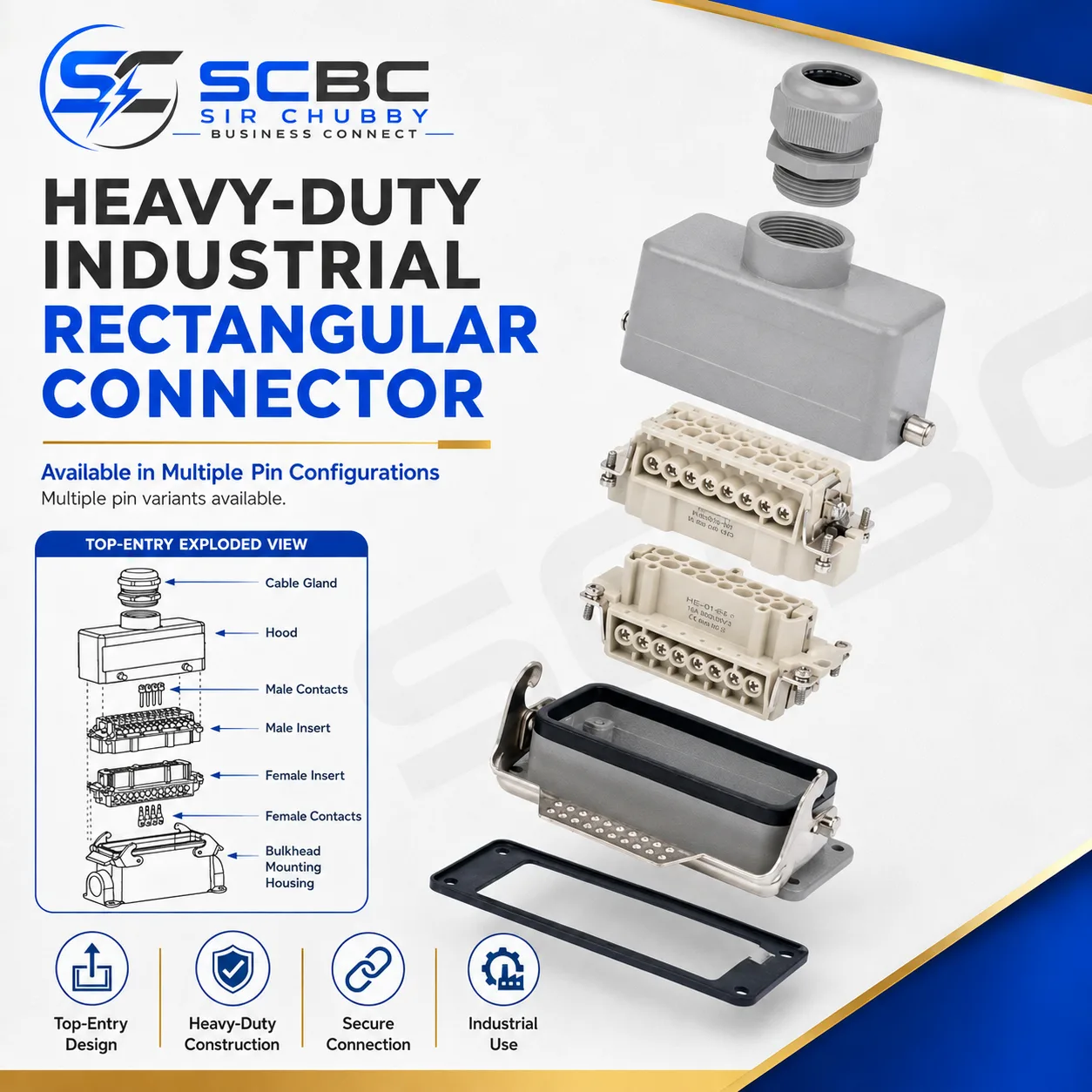 HEAVY DUTY INDUSTRIAL RECTANGULAR CONNECTOR JUNCTION BOX